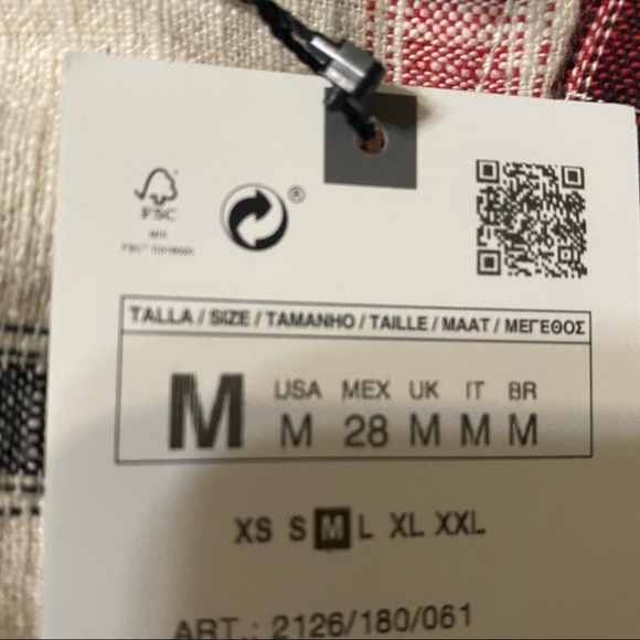 NEW Zara Cream Red Black Plaid Overshirt Shacket Jacket NWT - Picture 10 of 14